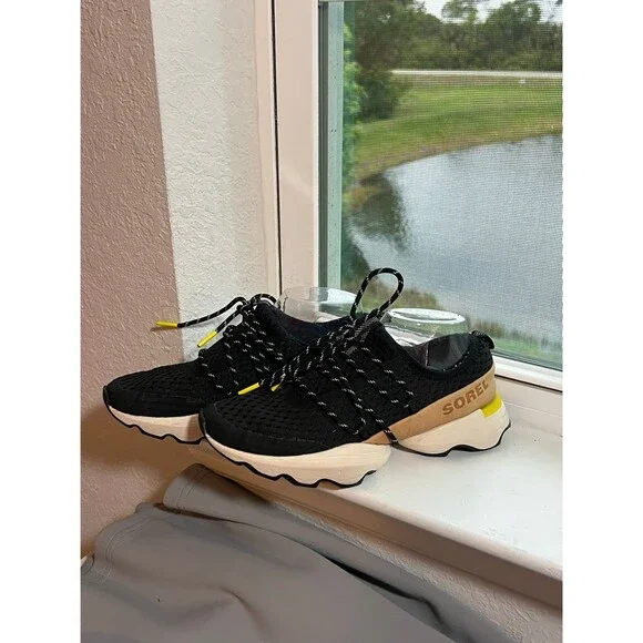 Sorel Kinetic Impact Lace Sneakers in Black Tan and Chartreuse Women’s Size 8.5 - Picture 4 of 12